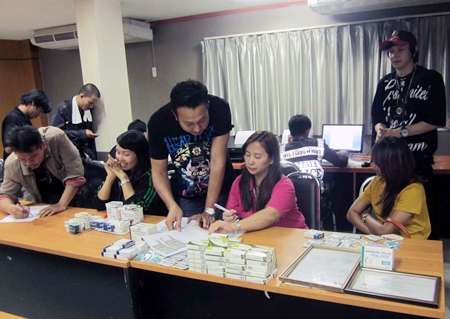 Clerks Sirikan Wisuthphate, Pisolya Ngaopok, and Ouemporn Khwanmuang are being booked for allegedly selling erectile dysfunction drugs illegally.